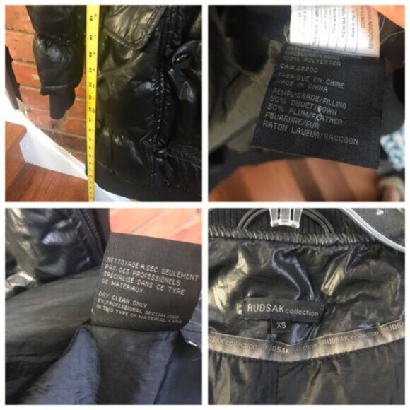 RUDSAK Down Hood Puffer Parka Winter Coat Vest  Raccoon Fur Collar Jacket Zip XS - Picture 13 of 16